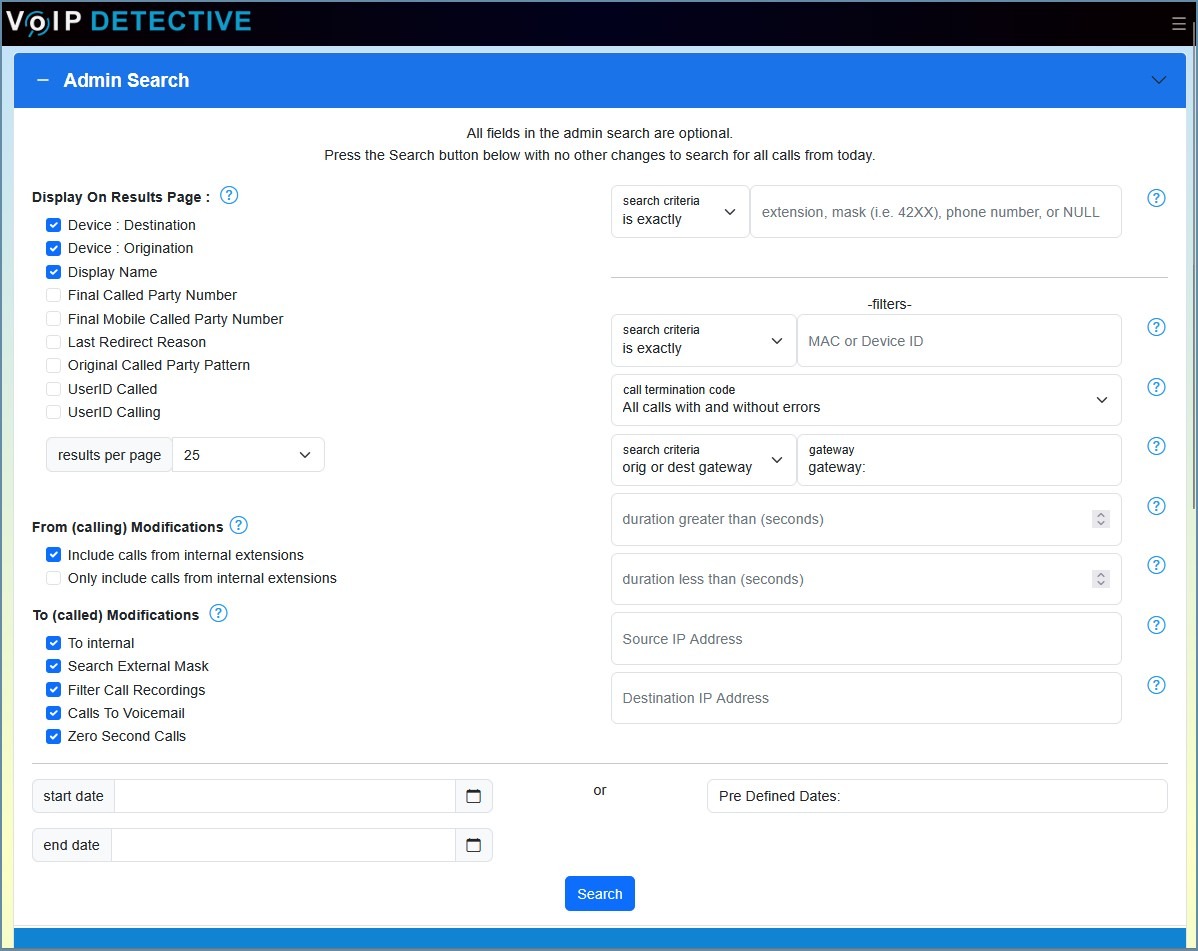 The admin search will allow you to search for any call across your organization with an array of filters, all while being easy to use!