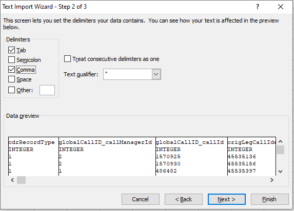 Importing CDR files into Excel