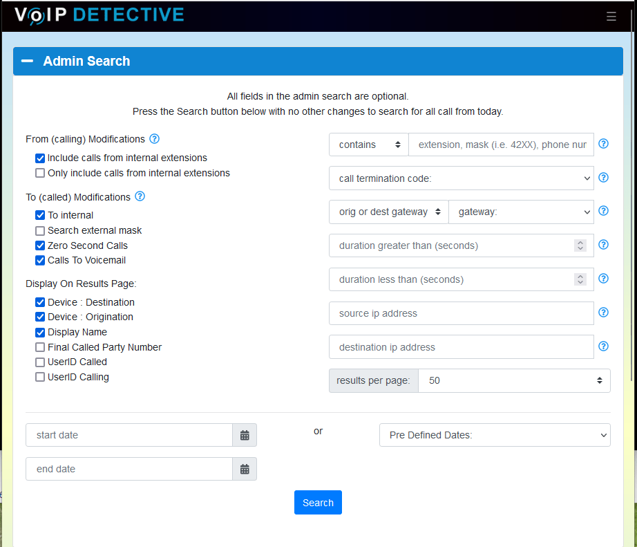 Using VoIP Detective to find error calls