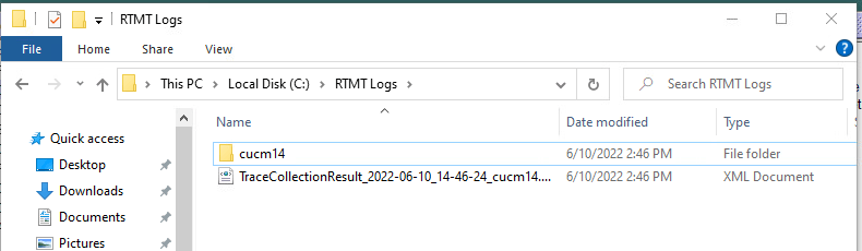 RTMT logs saved locally