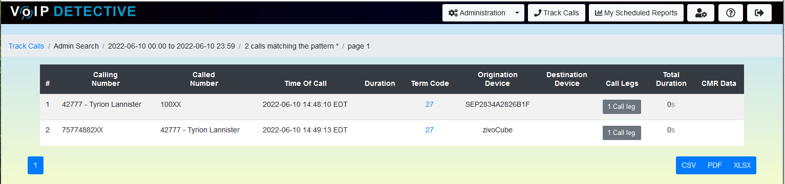 SIP error call results