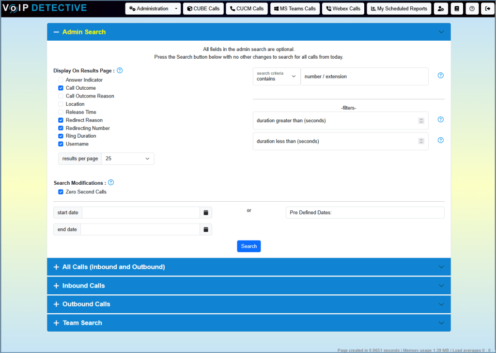 Easily search for calls across your organization