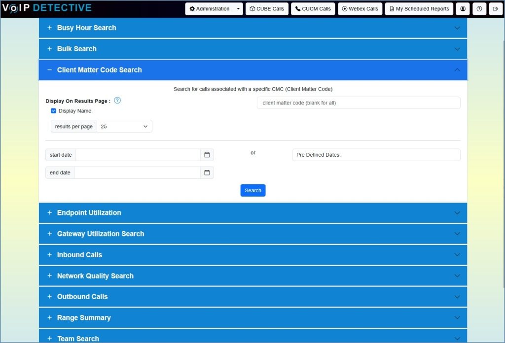 Client Matter Code - Interface