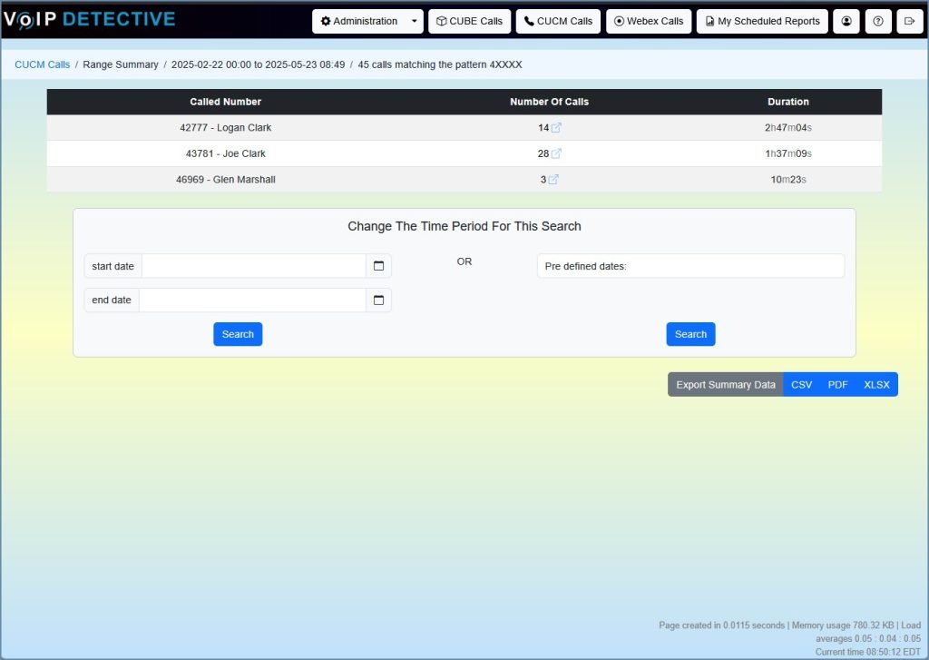 Range Summary Report - Results