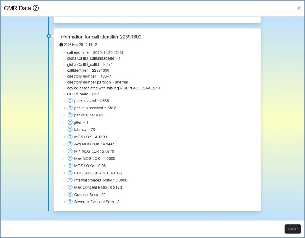 CMR data from a 7921 wireless phone
