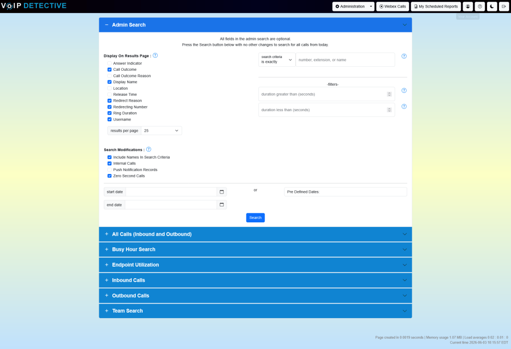 Make reporting on Webex calls easy with our intuitive interface