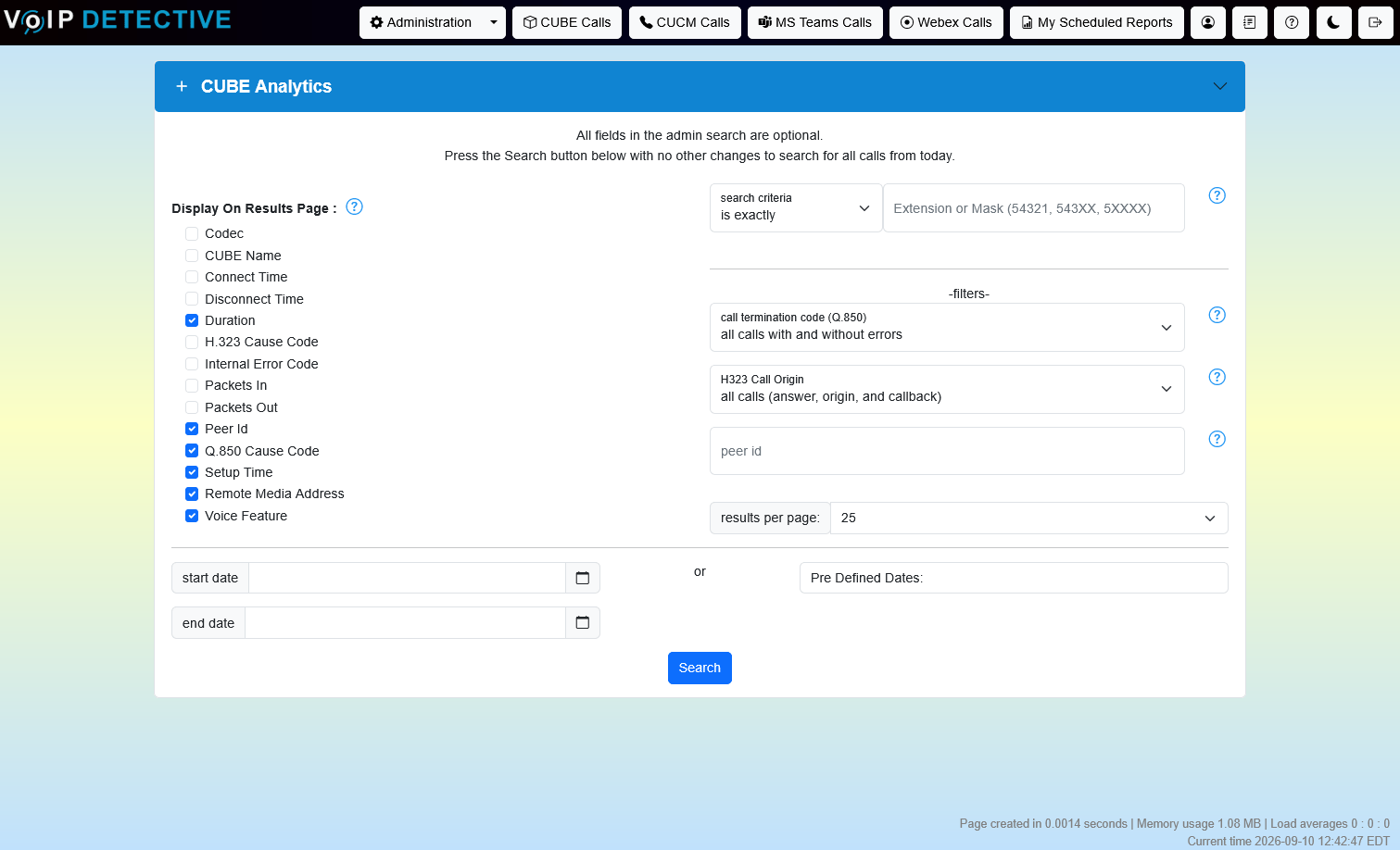 CUBE Analytics - search interface